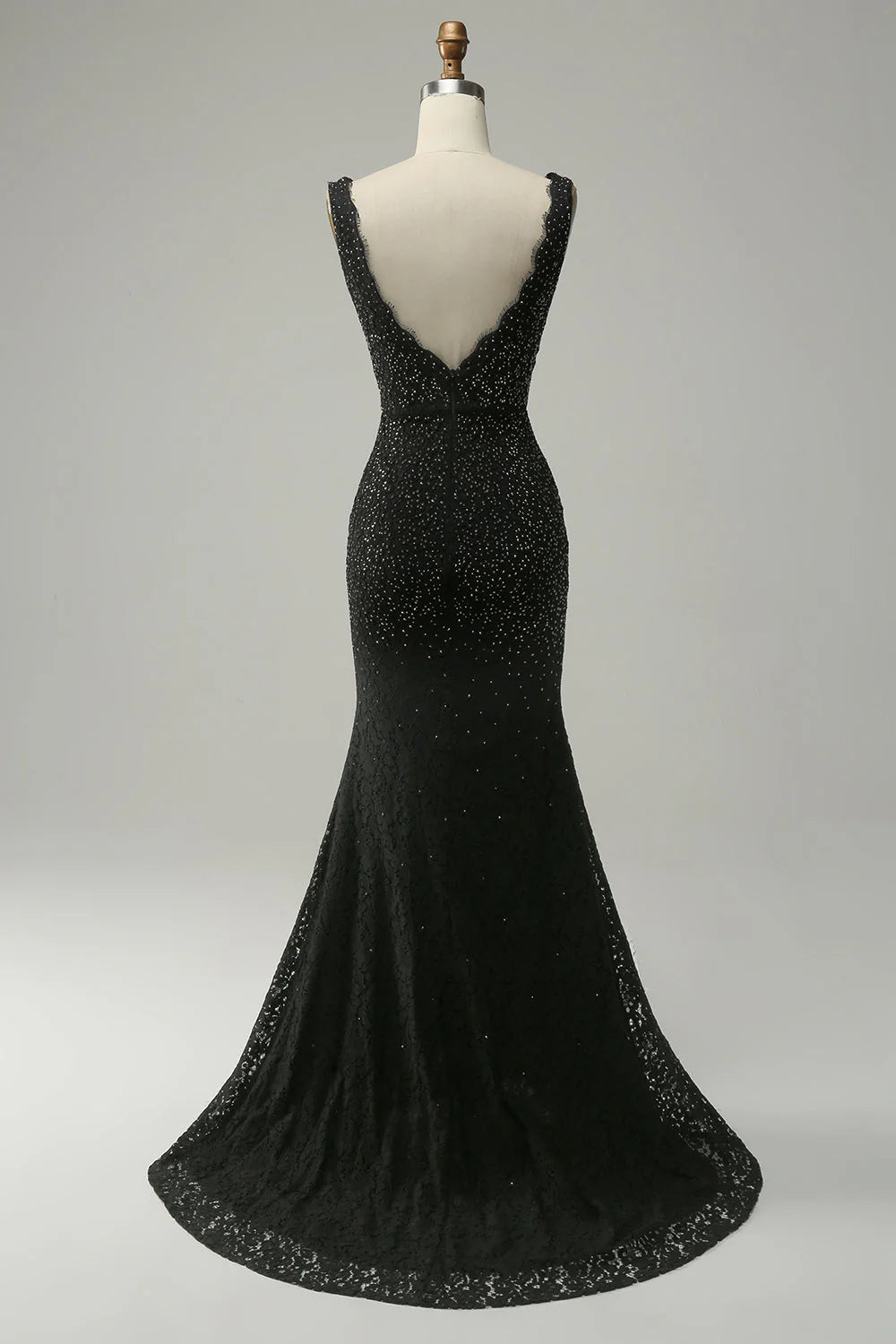 Amzcw Black Mermaid Deep V Neck Lace Long Party Dress with Beading prom dresses shops