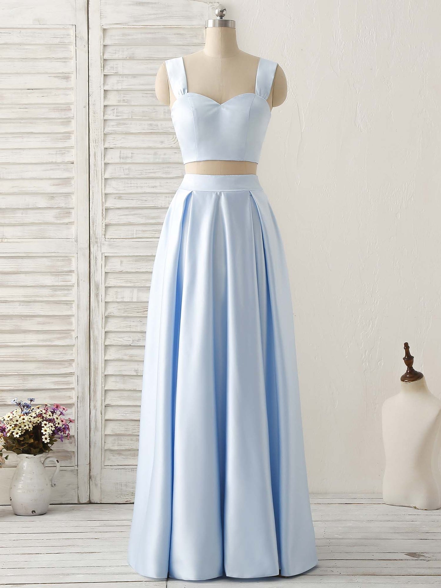 Vestidos de fiesta de satén azul con escote en forma de corazón y corte en A, vestidos de noche económicos hasta el suelo.