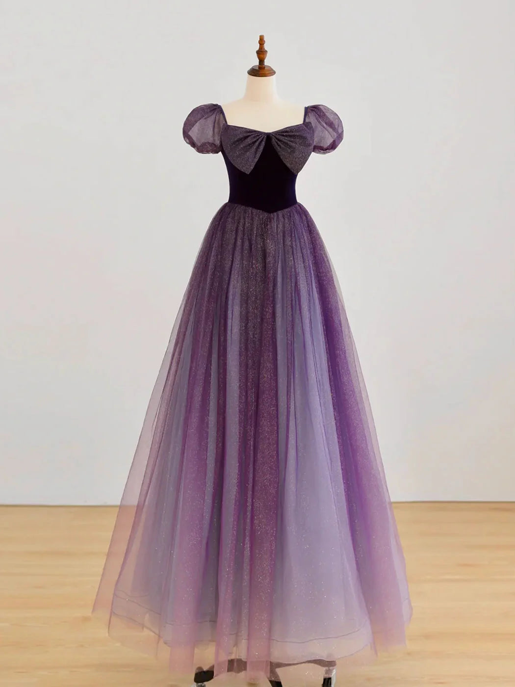 Vestido de fiesta largo de tul morado con corte en A de Amzcw, vestido de noche formal morado, vestido de fiesta en tienda