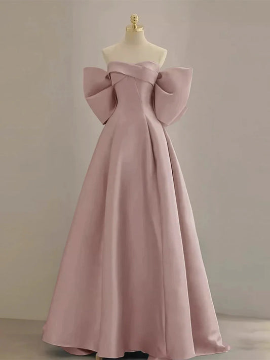 Vestido de fiesta largo rosa satinado con escote corazón y corte en A de Amzcw. Vestido formal largo rosa. Vestido de fiesta en tienda.