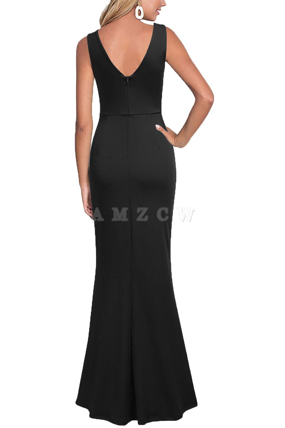 Amzcw Women Sleeveless V Neck Split Evening Cocktail Long Dress dresses evening wear