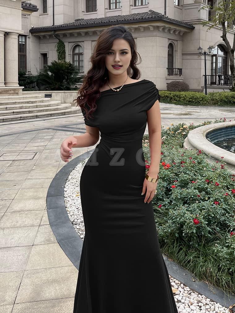 Amzcw Women's Elegant Sleeveless Off Shoulder Bodycon Long Formal Party Evening Dress dresses evening wear