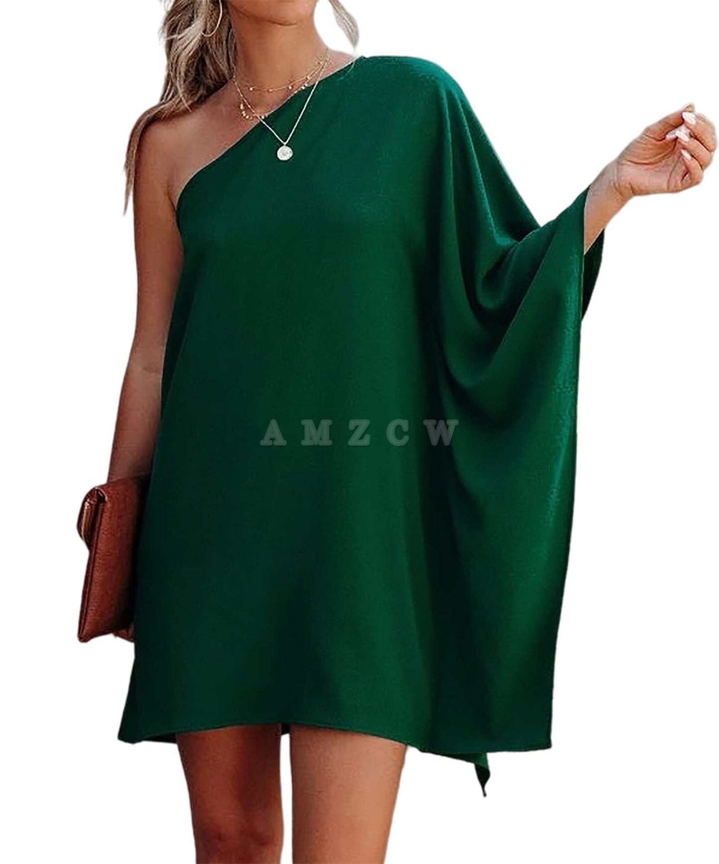 Amzcw Women's Casual Batwing Sleeve One Shoulder Dresses Summer Club Party Cocktail Dresses dresses evening wear 