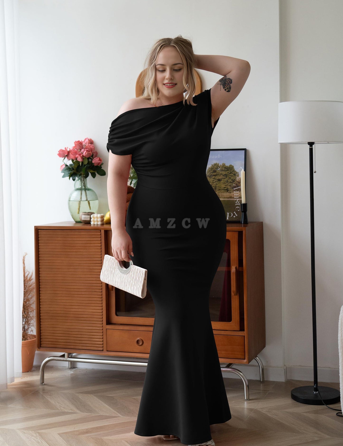 Amzcw Women's Elegant Sleeveless Off Shoulder Bodycon Long Formal Party Evening Dress dresses evening wear