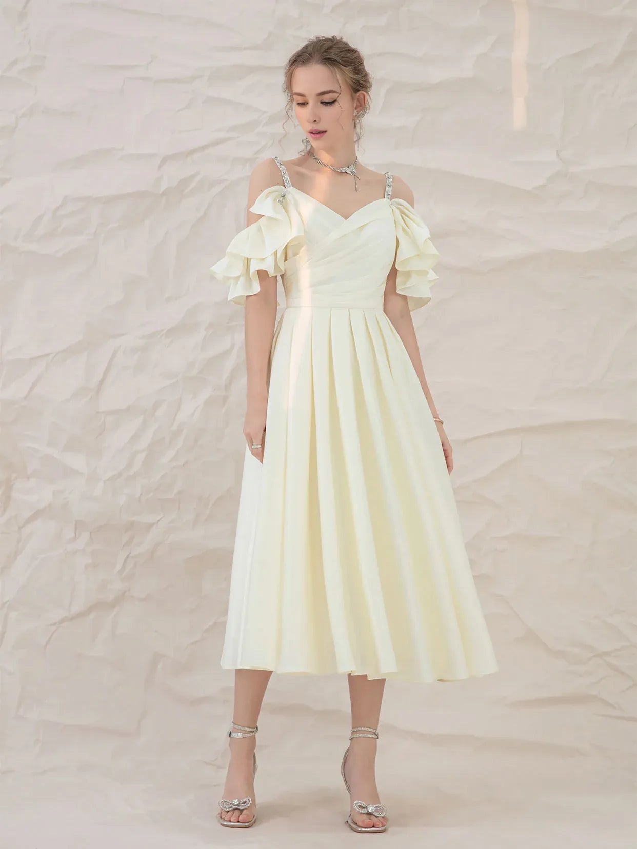 Amzcw Light yellow satin short prom dress yellow bridesmaid dress prom dresses shops