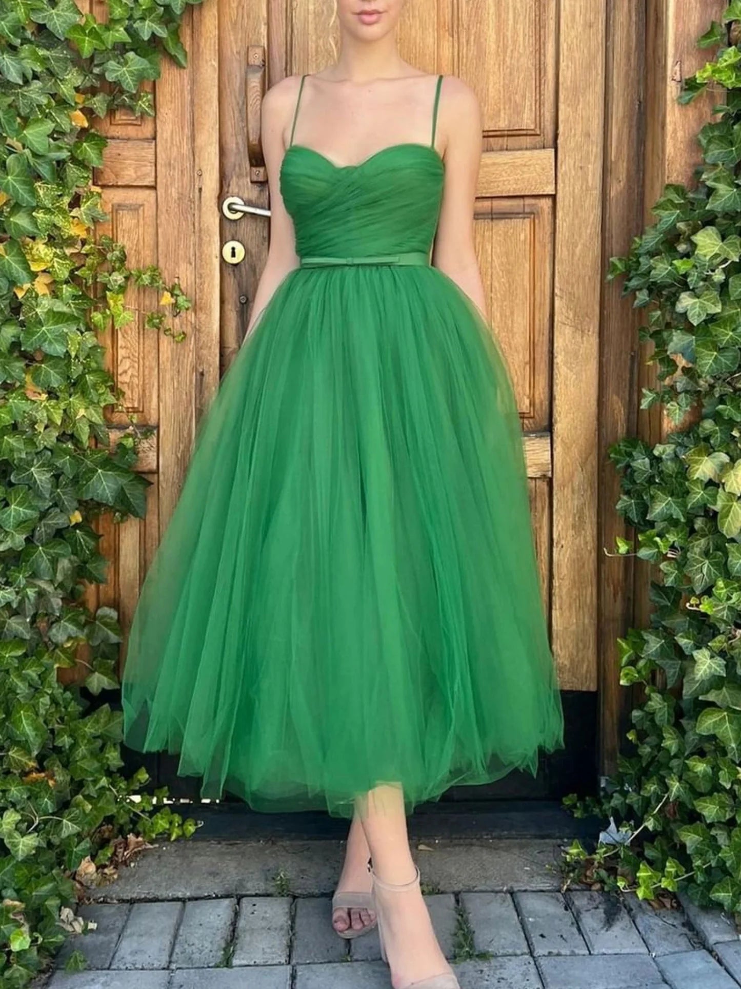 Vestido de fiesta corto de tul con escote en forma de corazón verde sencillo de Amzcw, vestido de fiesta verde para regreso a casa, vestido de fiesta en tienda