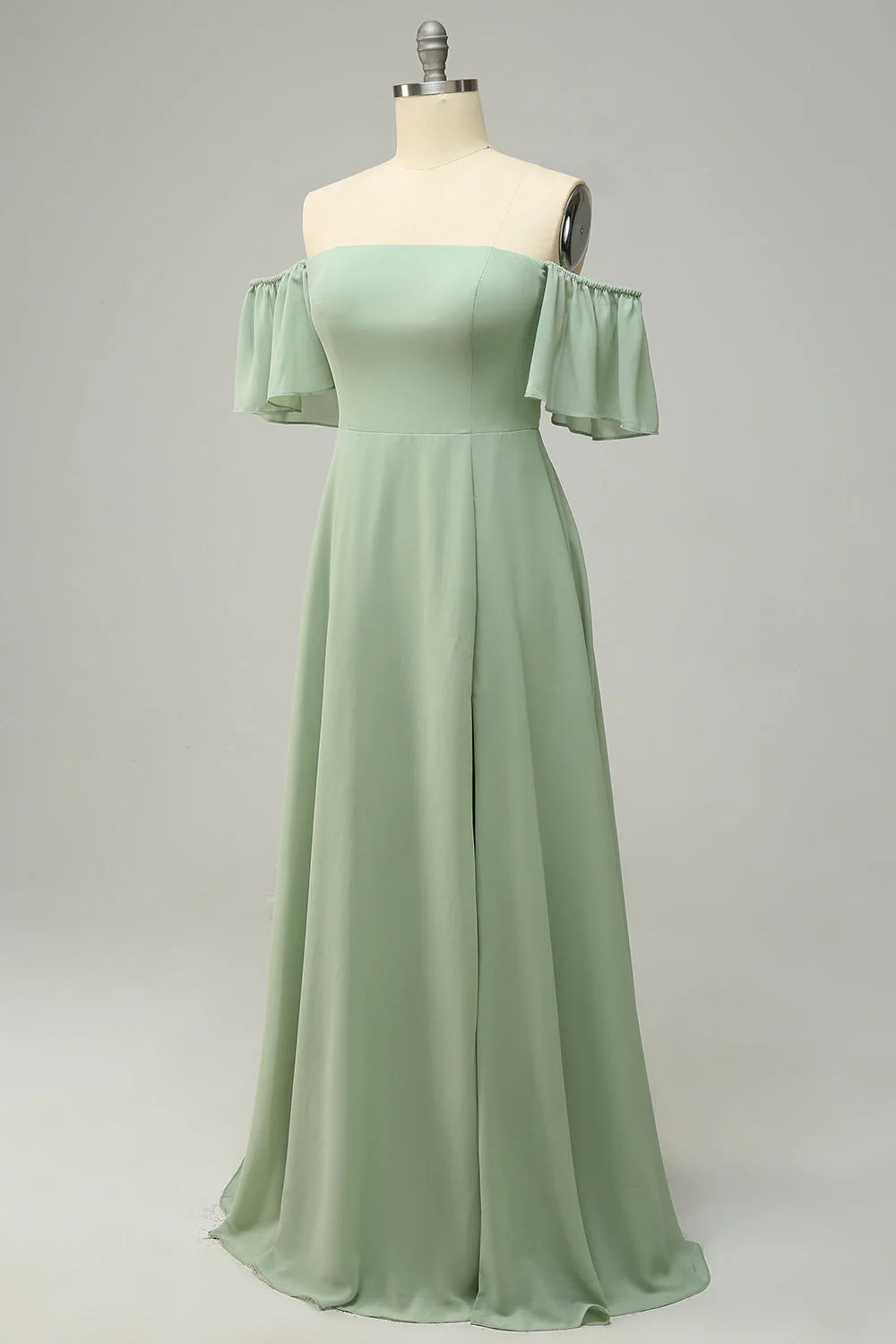Vestido de dama de honor verde con hombros descubiertos y estampado de Amzcw, talla grande