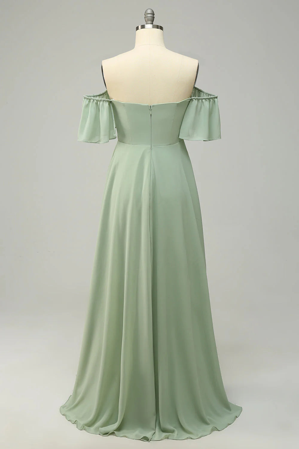 Vestido de dama de honor verde con hombros descubiertos y estampado de Amzcw, talla grande