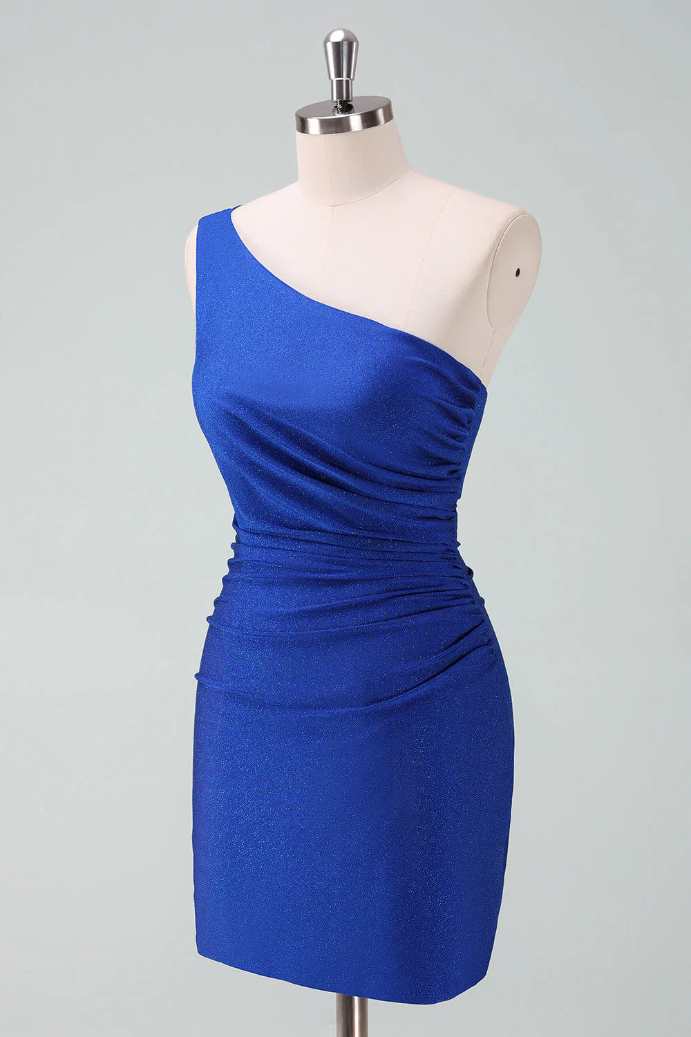 Amzcw Royal Blue One Shoulder Bodycon Ruched Short Homecoming Dress