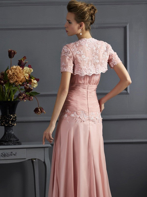 Vestidos de gasa largos para madre de la novia, corte A/princesa, escote corazón, sin mangas, apliques