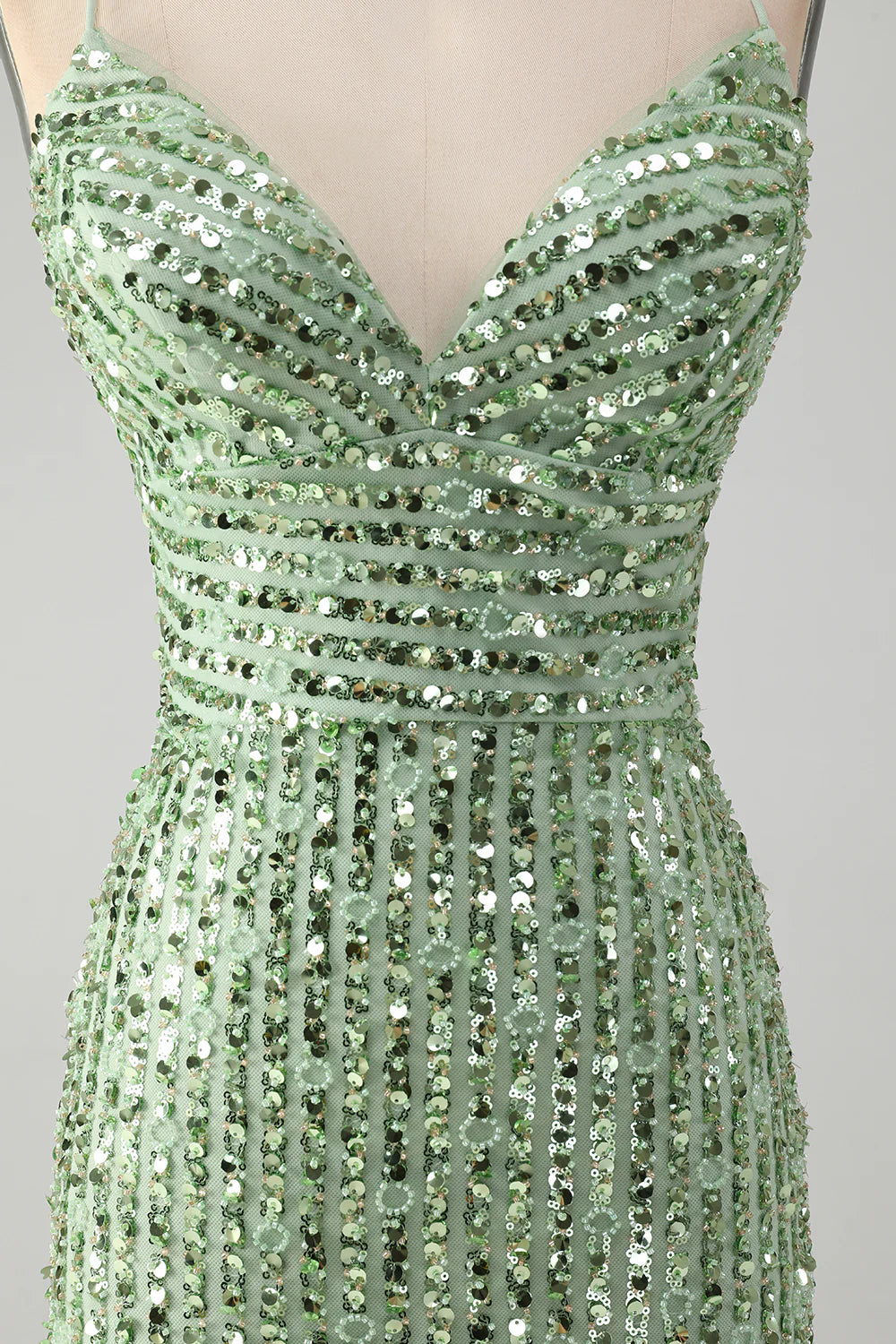 Amzcw Stylish Green Sheath Criss Cross Back Short Homecoming Dress with Sequins