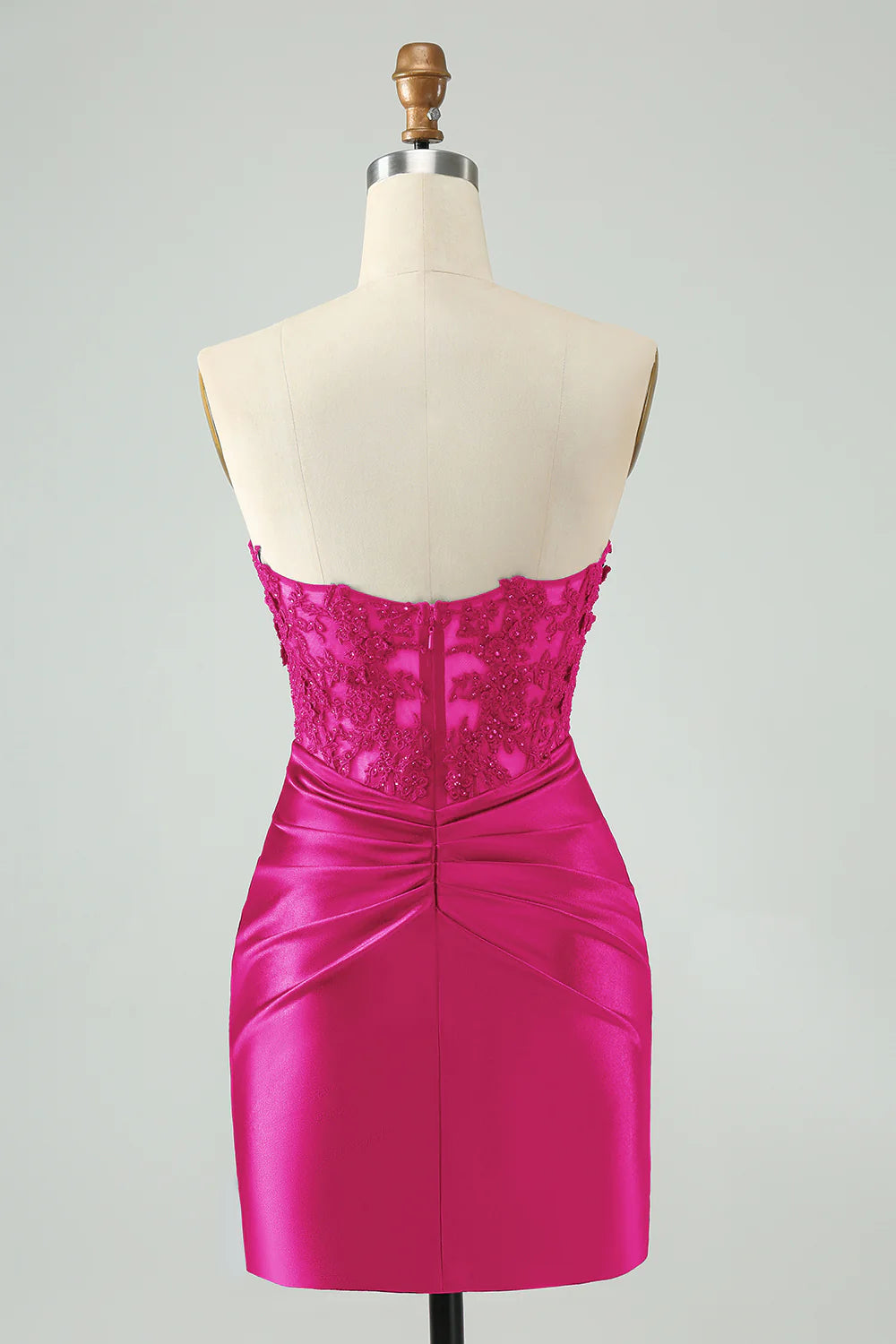 Amzcw Sexy Bodycon Fuchsia Sweetheart Corset Hollow Out Beaded Short Homecoming Dress