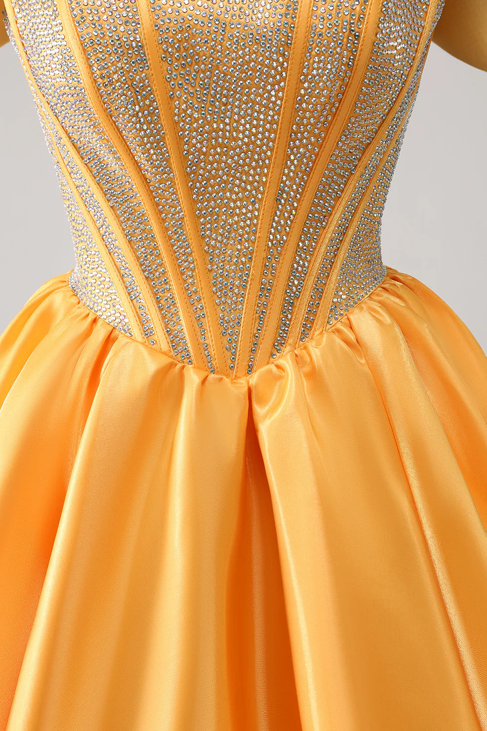 Amzcw Cute Yellow A Line Off The Shoulder Corset Homecoming Dress with Beading