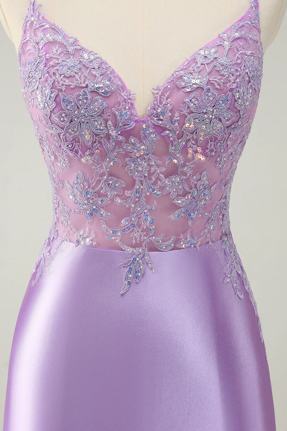 Amzcw Gorgeous Lilac Bodycon Spaghetti Straps Short Homecoming Dress with Sequins