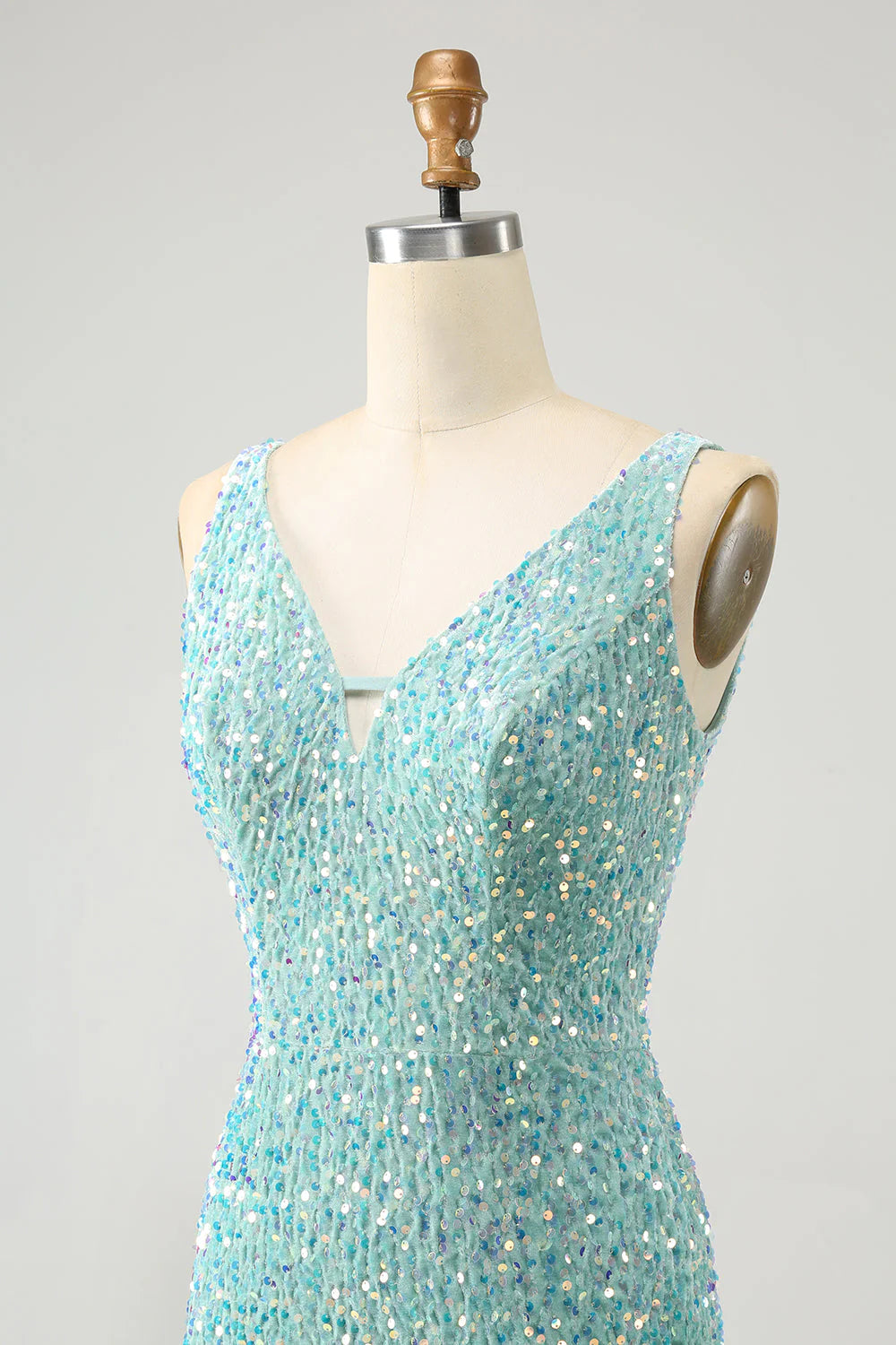 Amzcw Sparkly Sage Bodycon Spaghetti Straps Sequin Short Homecoming Dress with Tassels