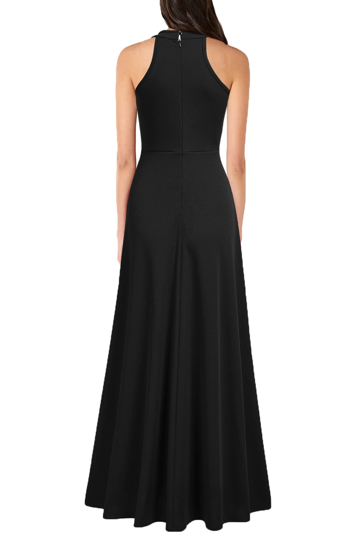 Amzcw - Vestido largo de cóctel con cuello halter y abertura para mujer, vestido formal de noche