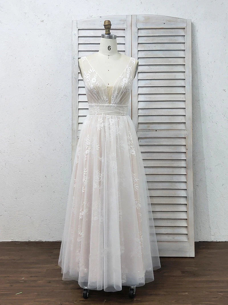 A Line V Neck Appliques Long Prom Dress V-neck Sexy Evening Dresses