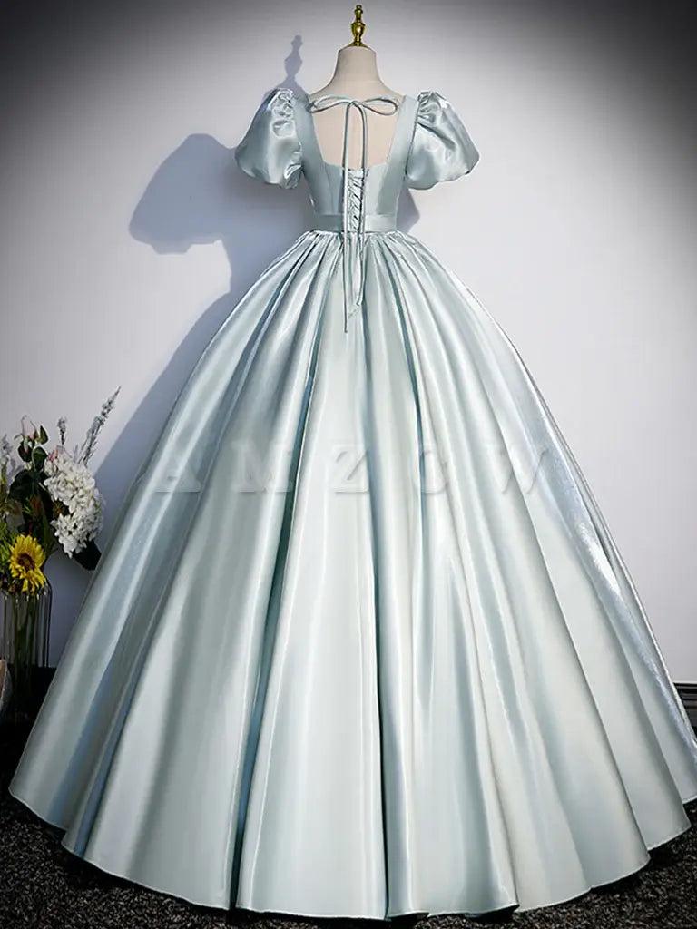 Amzcw A-Line Blue Satin Long Prom Dress Niebieska długa formalna sukienka w sklepie