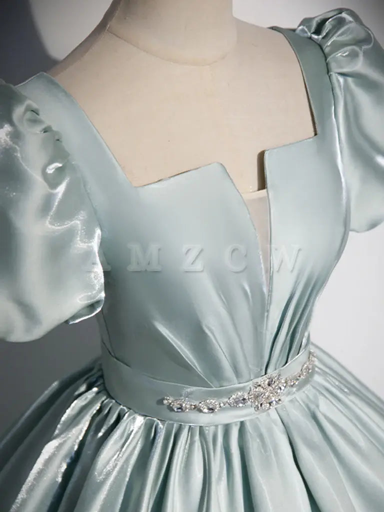 Amzcw A-Line Blue Satin Long Prom Dress Niebieska długa formalna sukienka w sklepie