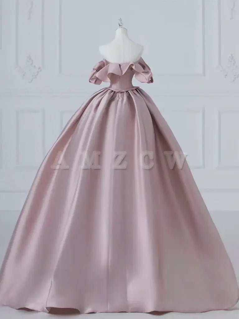 Vestido de fiesta largo de satén rosa de corte A de Amzcw, vestido de noche largo rosa, tiendas de vestidos de fiesta
