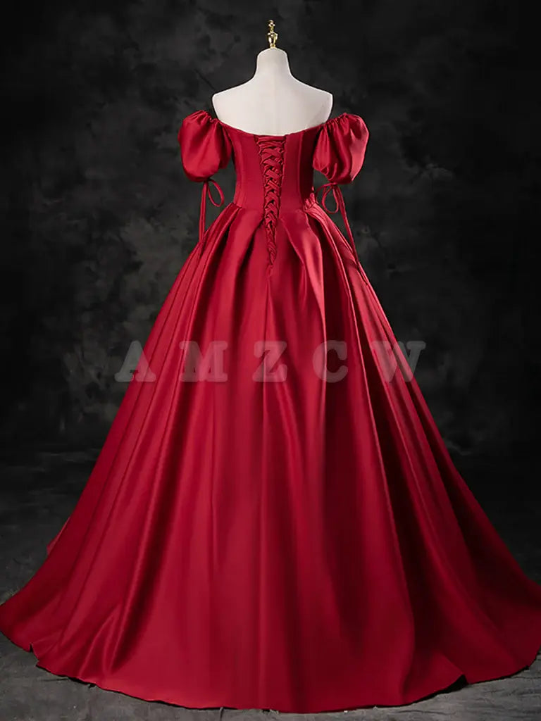Suknia balowa Amzcw A-Line Sweetheart Neck w kolorze bordowym, długa, burgundowa, formalna sukienka, suknia balowa w sklepie