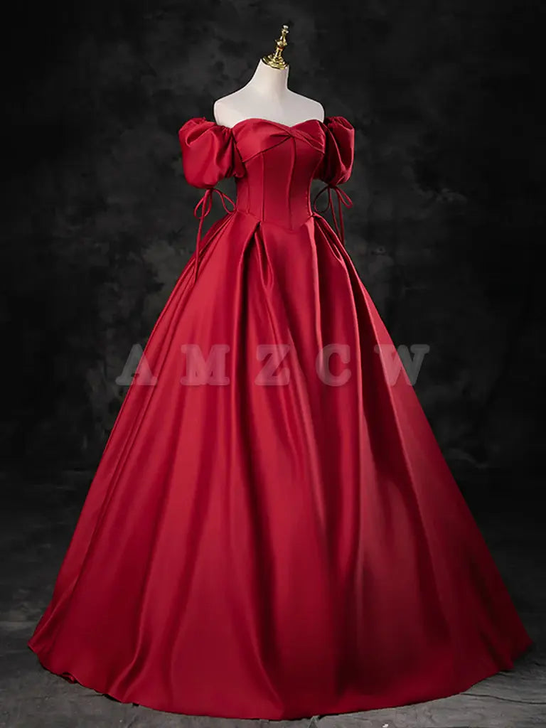 Suknia balowa Amzcw A-Line Sweetheart Neck w kolorze bordowym, długa, burgundowa, formalna sukienka, suknia balowa w sklepie
