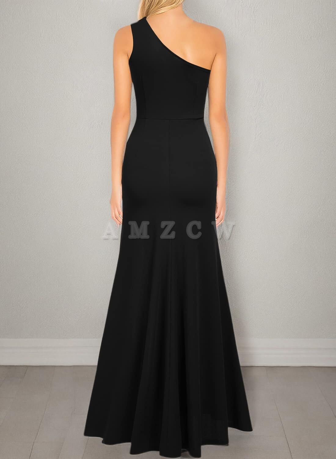 Amzcw Women's One Shoulder Sleeveless Split Bodycon Mermaid Evening Cocktail Long Dress dresses evening wear