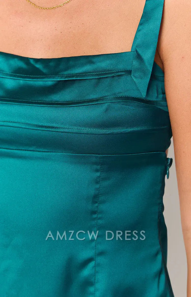 Amzcw Elegant Bow - Strap Satin Mini Dress: A Stylish Essential for Cocktail Evenings, Summer Soirées, and Girls’ Nights Out. Its Chic Bow Details and Smooth Fabric Elevate Glamour for Every Memorable Event.