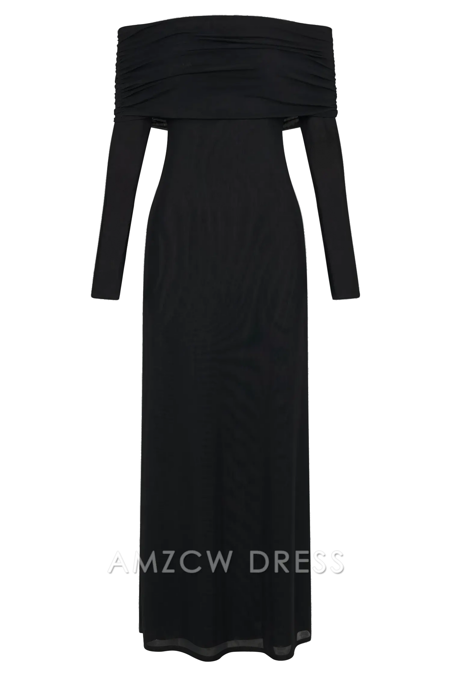 Amzcw Elegant Chic Off - Shoulder Evening Gown: Sheer Sleeves & Form - Fitting Silhouette Party wear