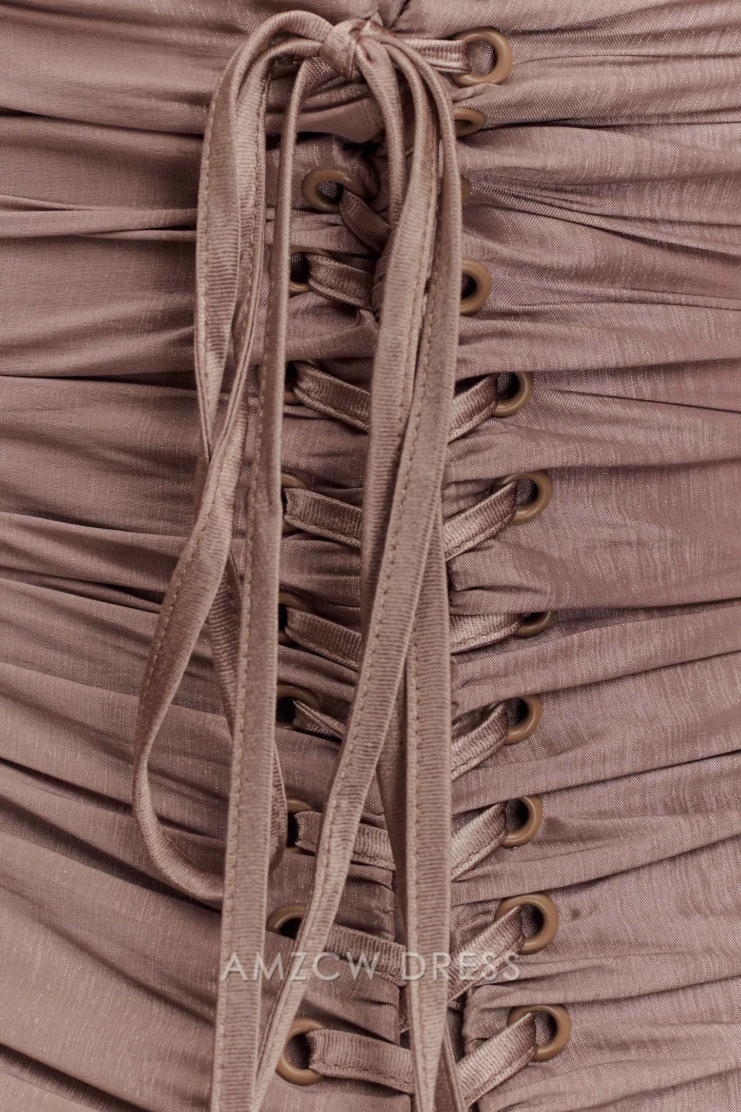Amzcw Elegant Chic Strapless Evening Dress: Satin Fabric, Ruched Details & Lace - Up Back Party wear