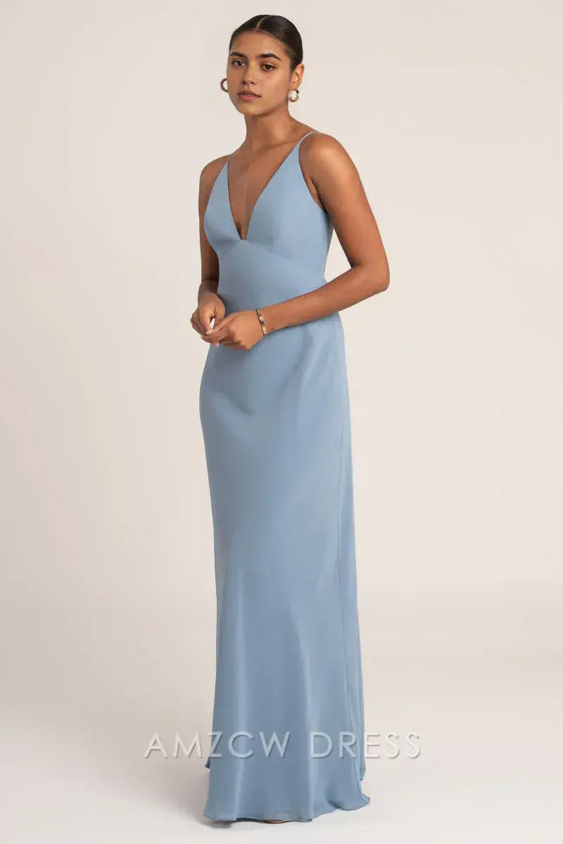Amzcw Elegant Deep V - Neck Slip Maxi Dress: Effortless Sophistication for Special Moments