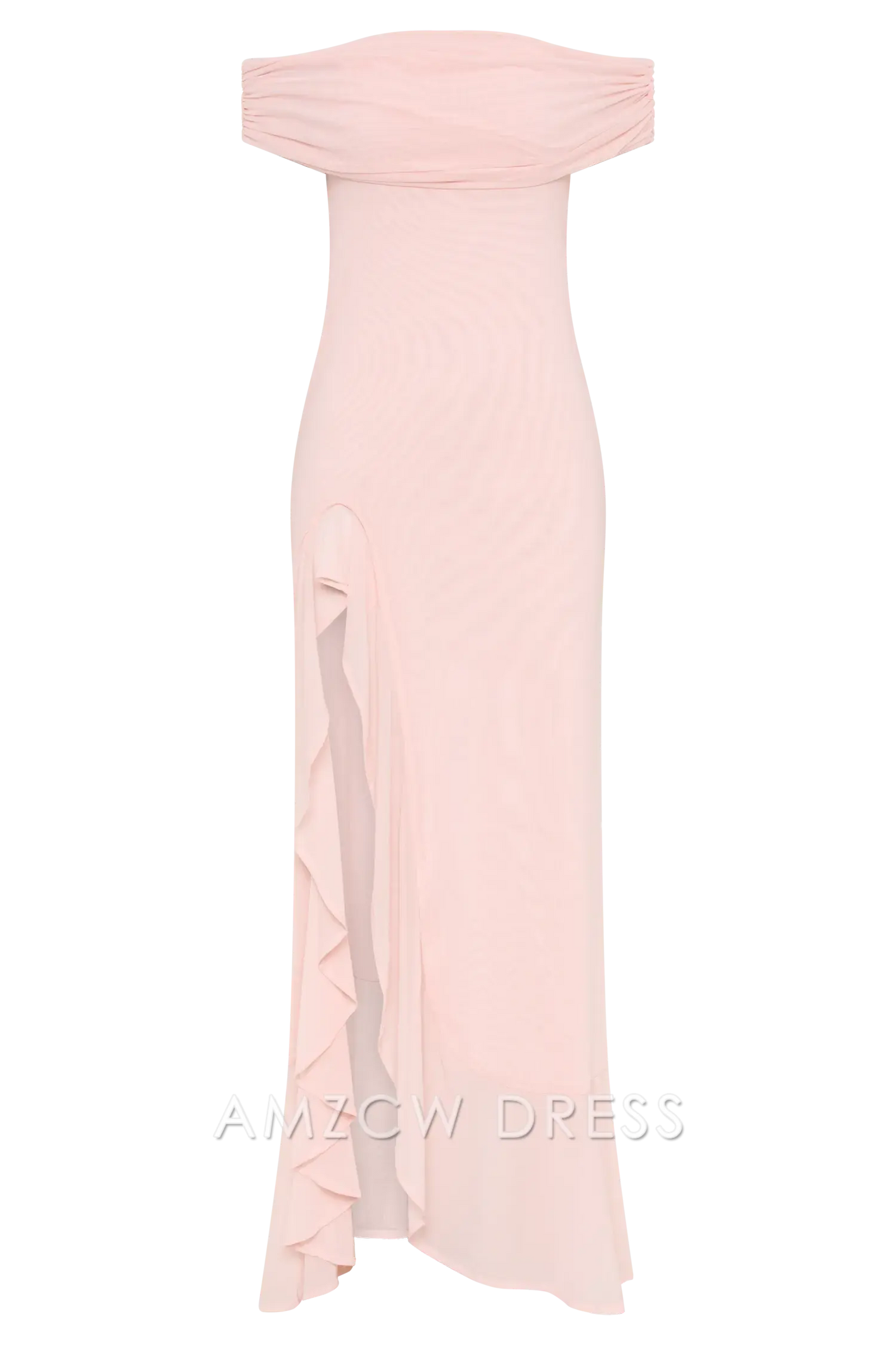 Amzcw Elegant Eye - Catching Off - Shoulder Gown: Ruffled Slit & Cutout Back Design Party wear