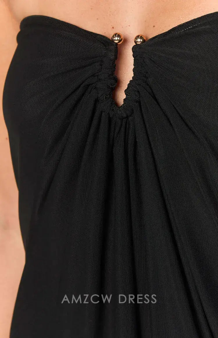 Amzcw Elegant Homecoming Dresses A-Line Black Strapless Mini Dress short hot sale for women