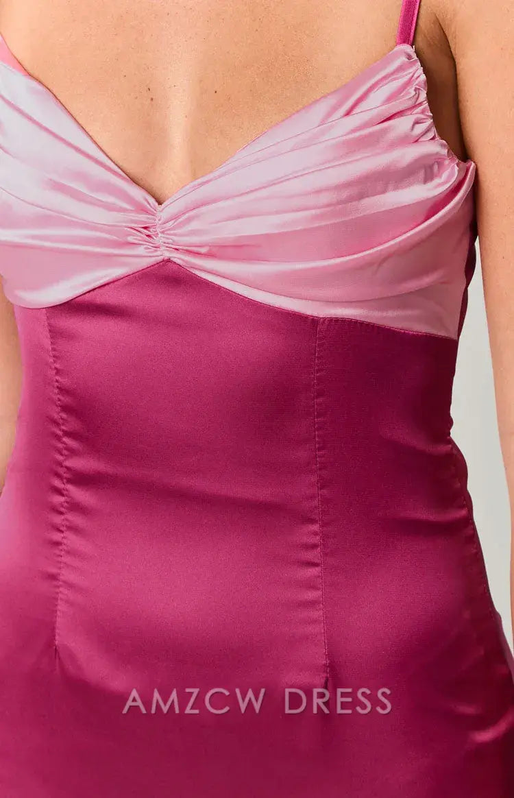 Amzcw Elegant Homecoming Dresses A-Line Honey Pink Contrast Mini Dress hot sale for women