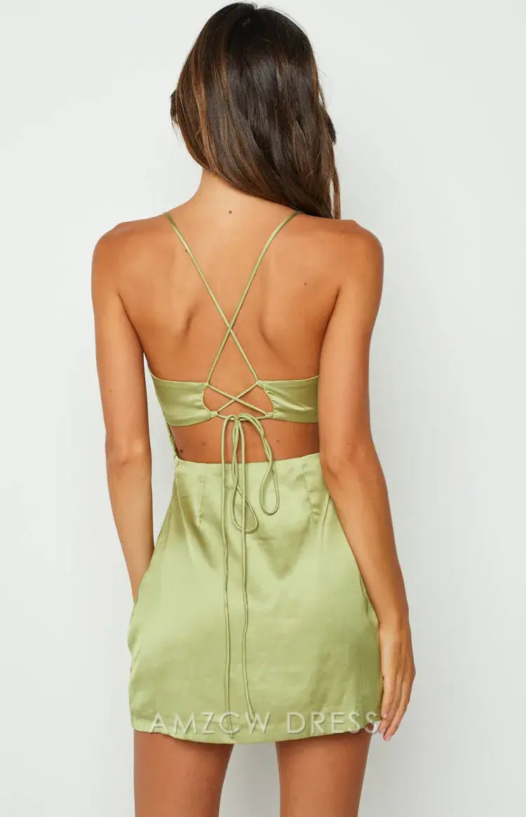 Amzcw Elegant Homecoming Dresses A-Line Mini Dress Green short hot sale for women