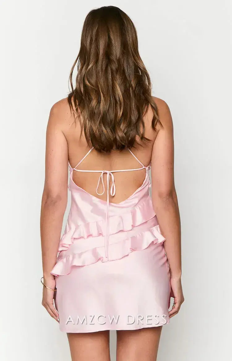 Amzcw Elegant Homecoming Dresses A-Line Pink Mini Dress short hot sale for women