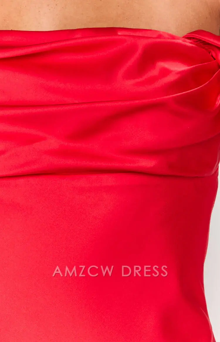Amzcw Elegant Off - Shoulder Bow - Detail Mini Dress: A Show - Stopper for Date Nights, Anniversary Dinners, and Romantic Escapes. Its Sophisticated Silhouette and Chic Bow Add Allure to Intimate Occasions.