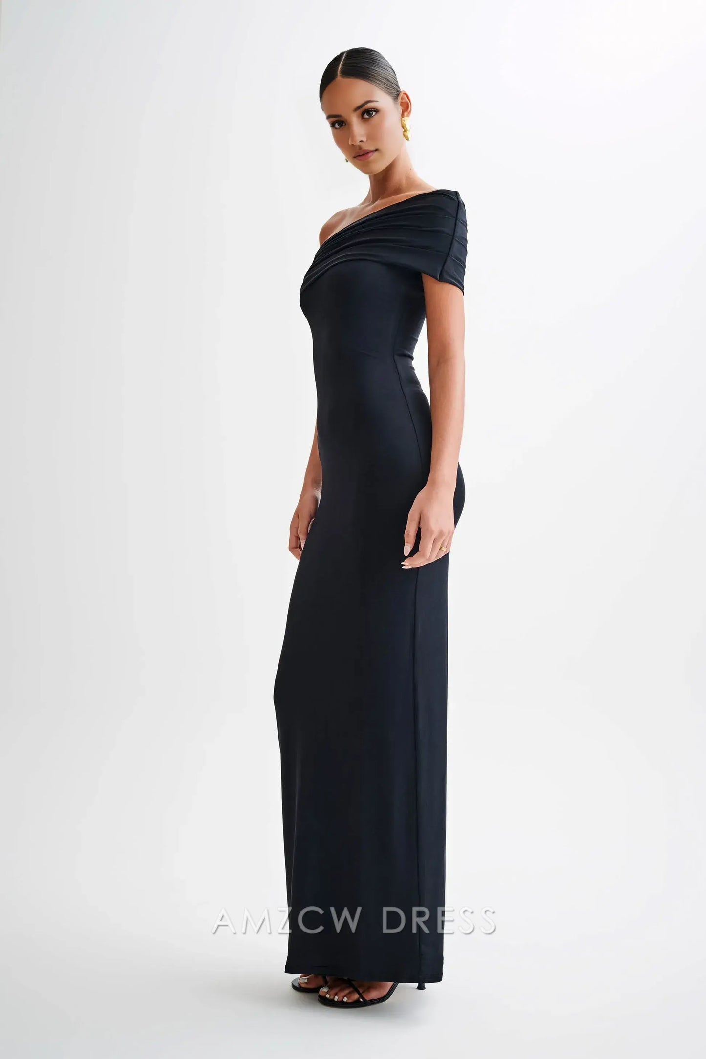 Amzcw Elegant Off - Shoulder Draped Maxi Dress with Fitted Silhouette: A Sultry Choice for Formal Events