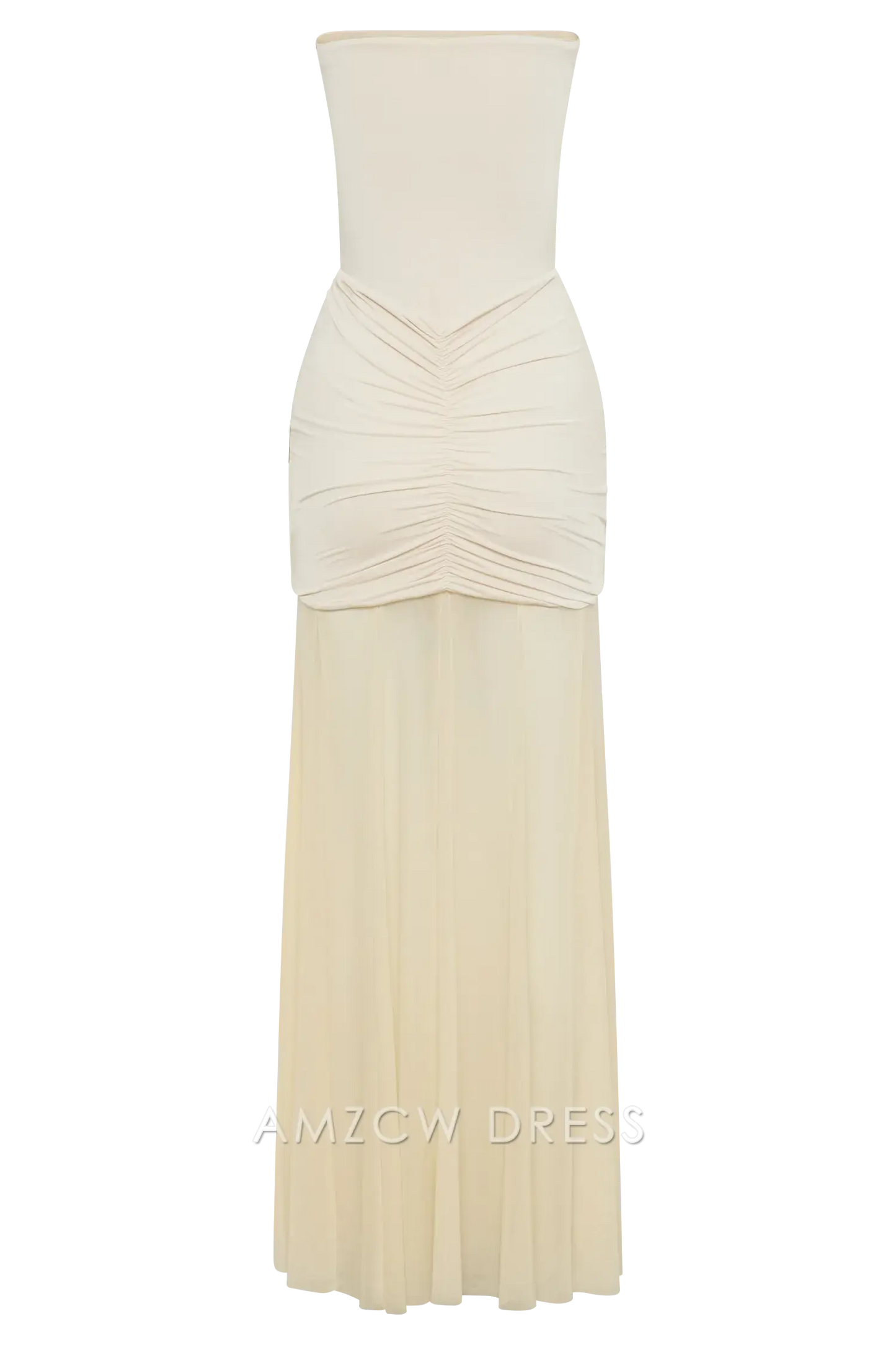 Amzcw Elegant Off - Shoulder Sheer Champagne Gown: Prom & Event Highlight Party wear
