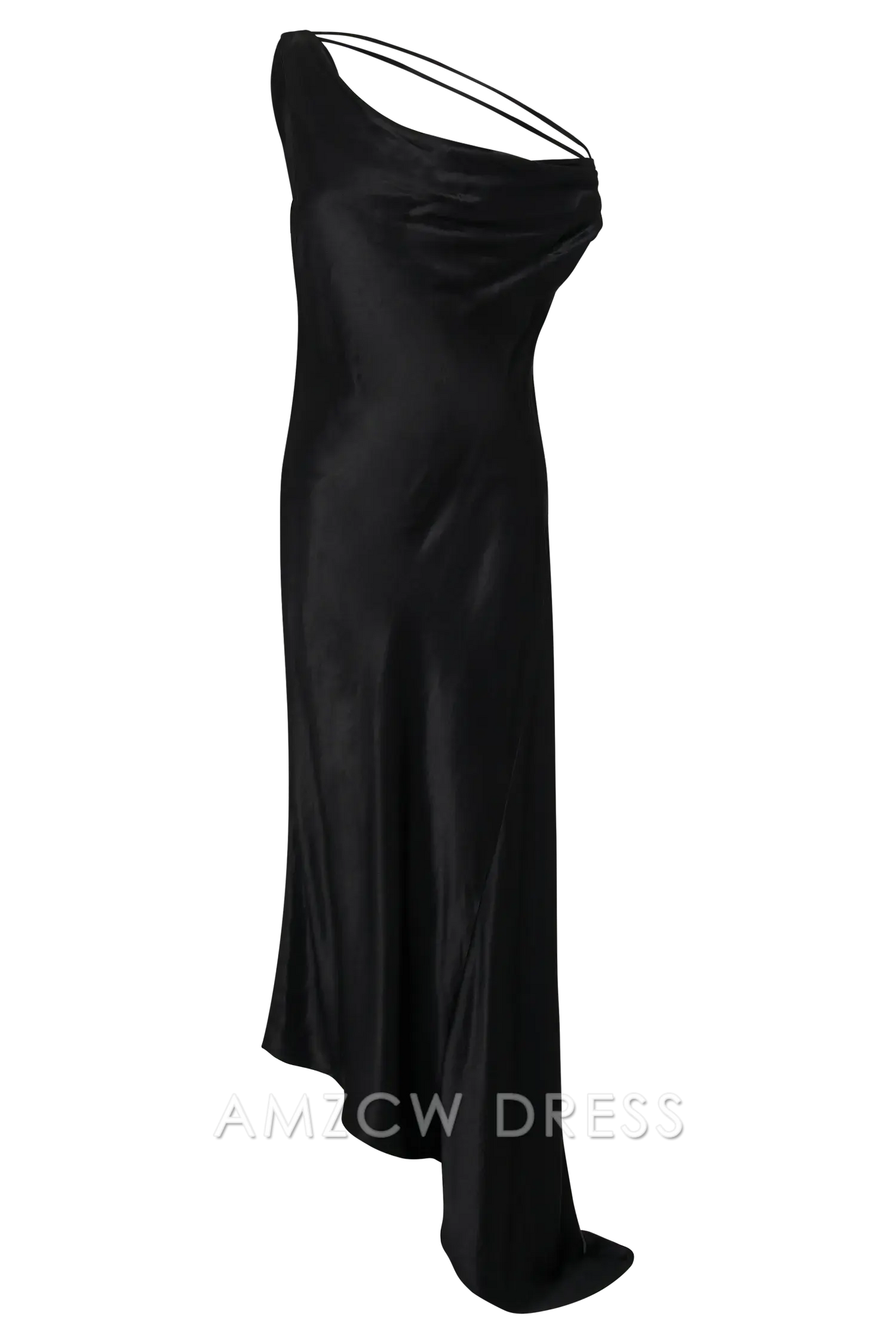Amzcw Elegant One - Shoulder Backless Satin Gown: Prom & Event Stunner Party wear