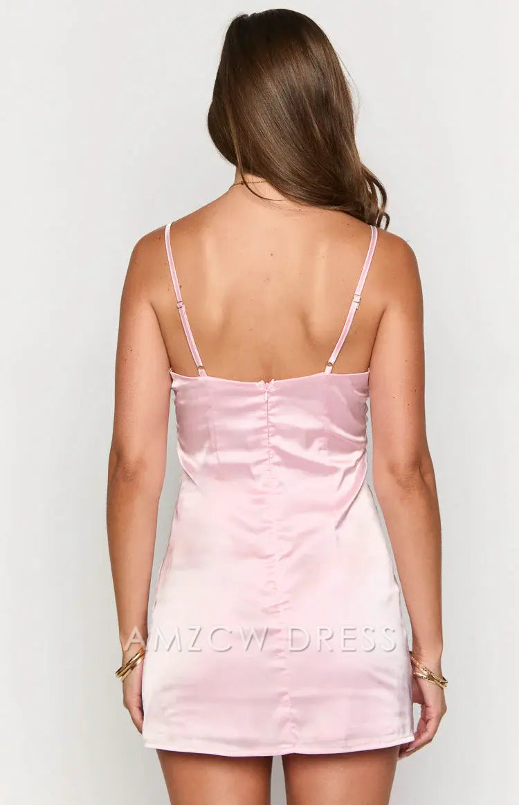Amzcw Elegant Ruched Bustier Mini Dress: A Dreamy Pick for Bridal Showers, Engagement Parties, and Sweet Date Nights. Its Delicate Ruched Design and Flattering Fit Bring Soft Romance to Cherished Moments.