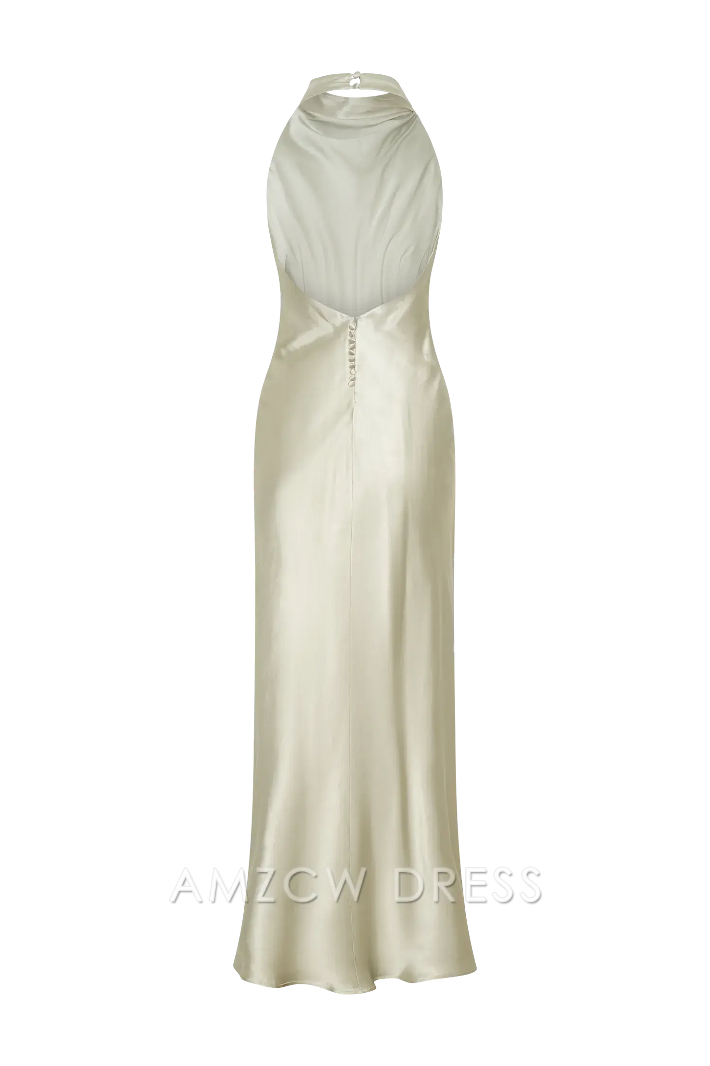 Amzcw Elegant Satin Halter - Neck Maxi Dress with Open Back: A Graceful Option for Formal Occasions