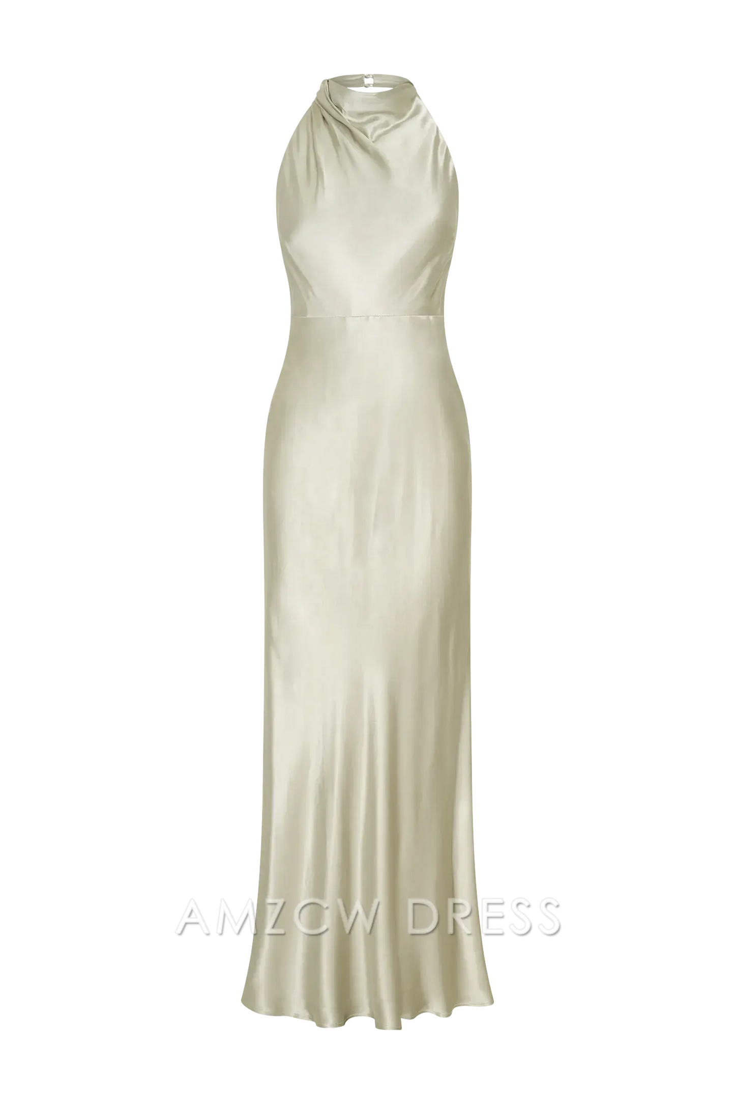 Amzcw Elegant Satin Halter - Neck Maxi Dress with Open Back: A Graceful Option for Formal Occasions
