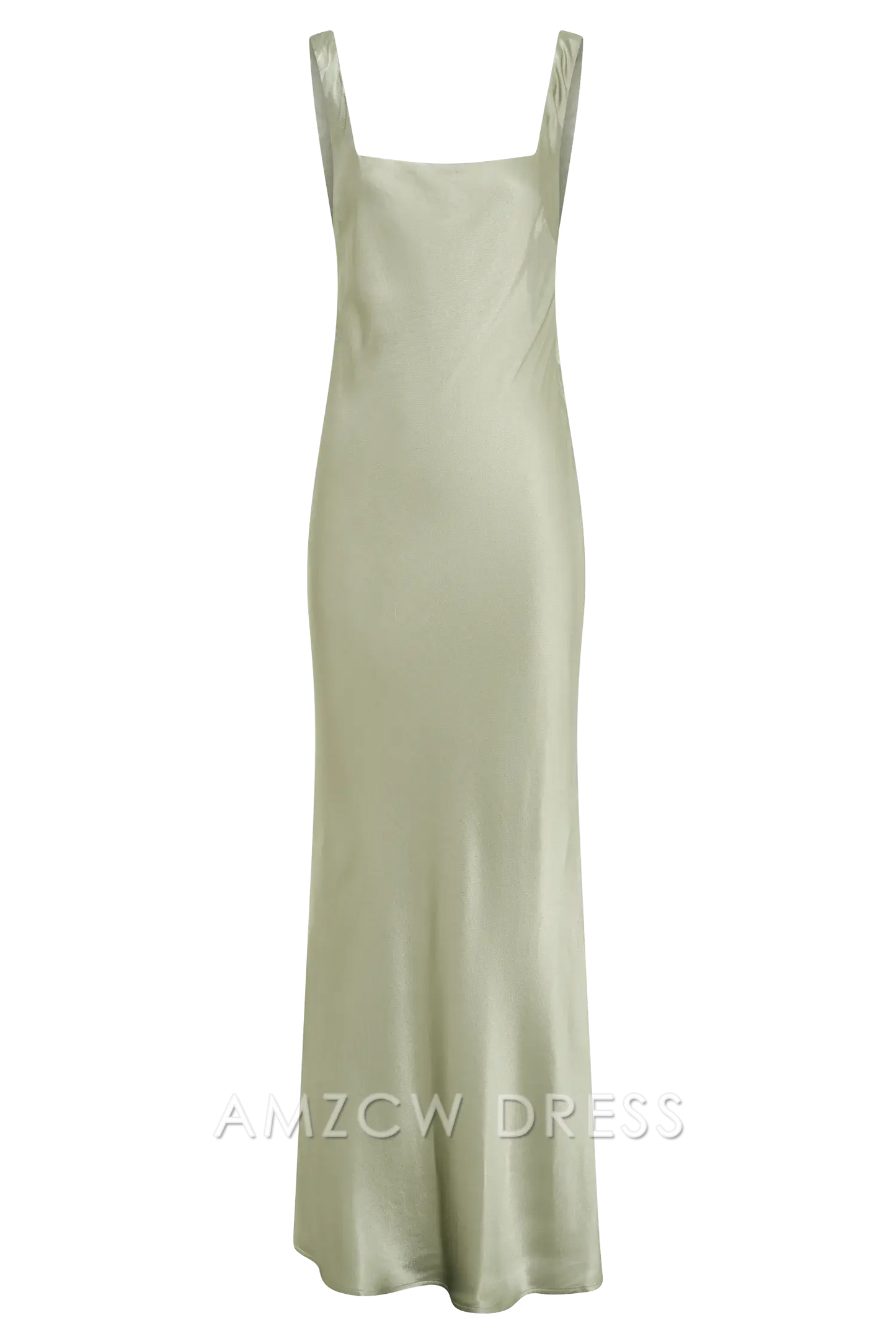 Amzcw Elegant Satin Maxi Dress with Square Neckline and Crisscross Back Straps: A Graceful Choice for Formal Events