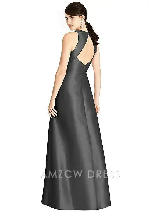 Amzcw Elegant Sleeveless Satin Maxi Dress: Timeless Elegance for Formal Gatherings