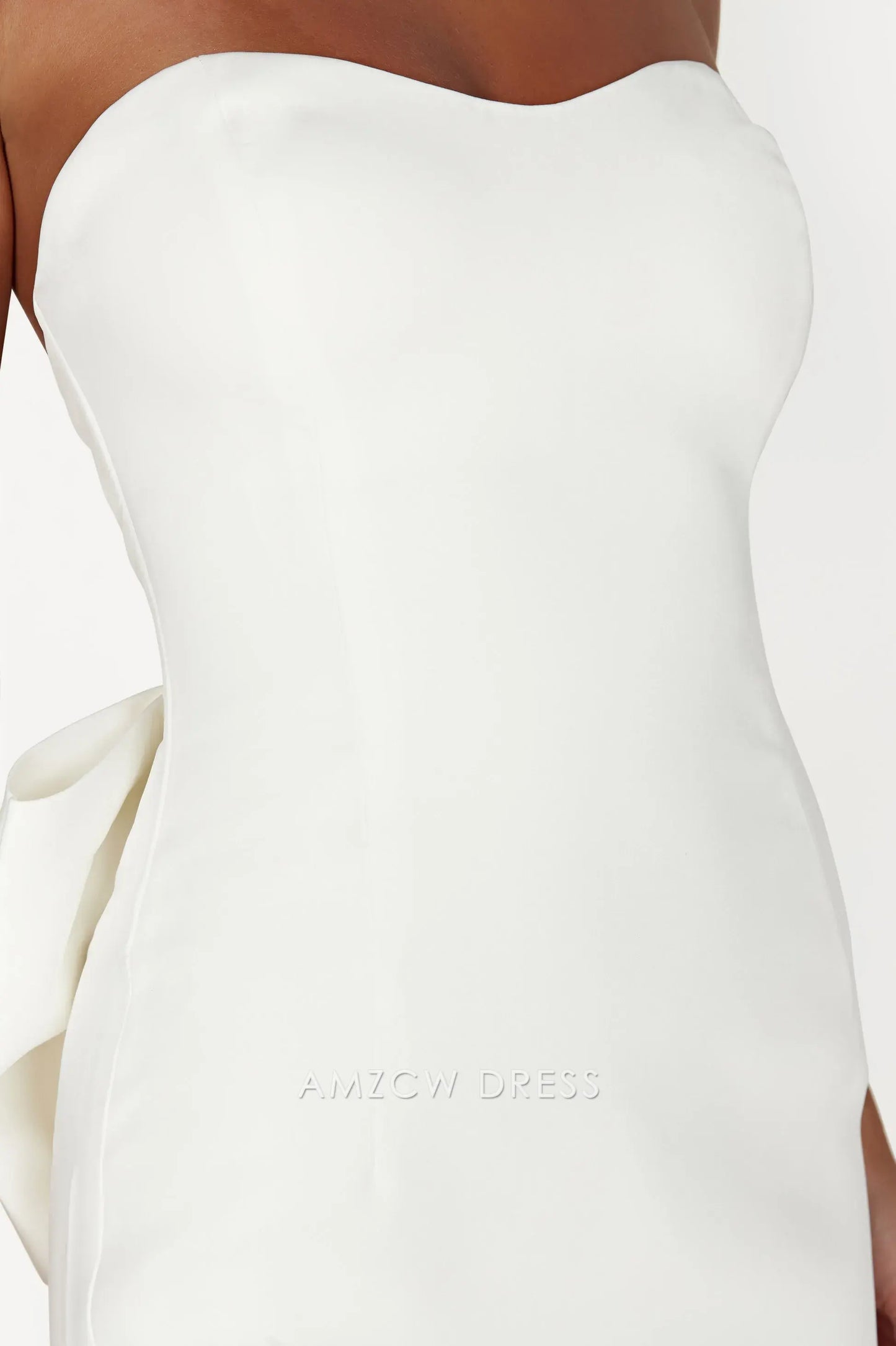 Amzcw Elegant Strapless White Dress with Train: Prom & Event Highlight Party wear