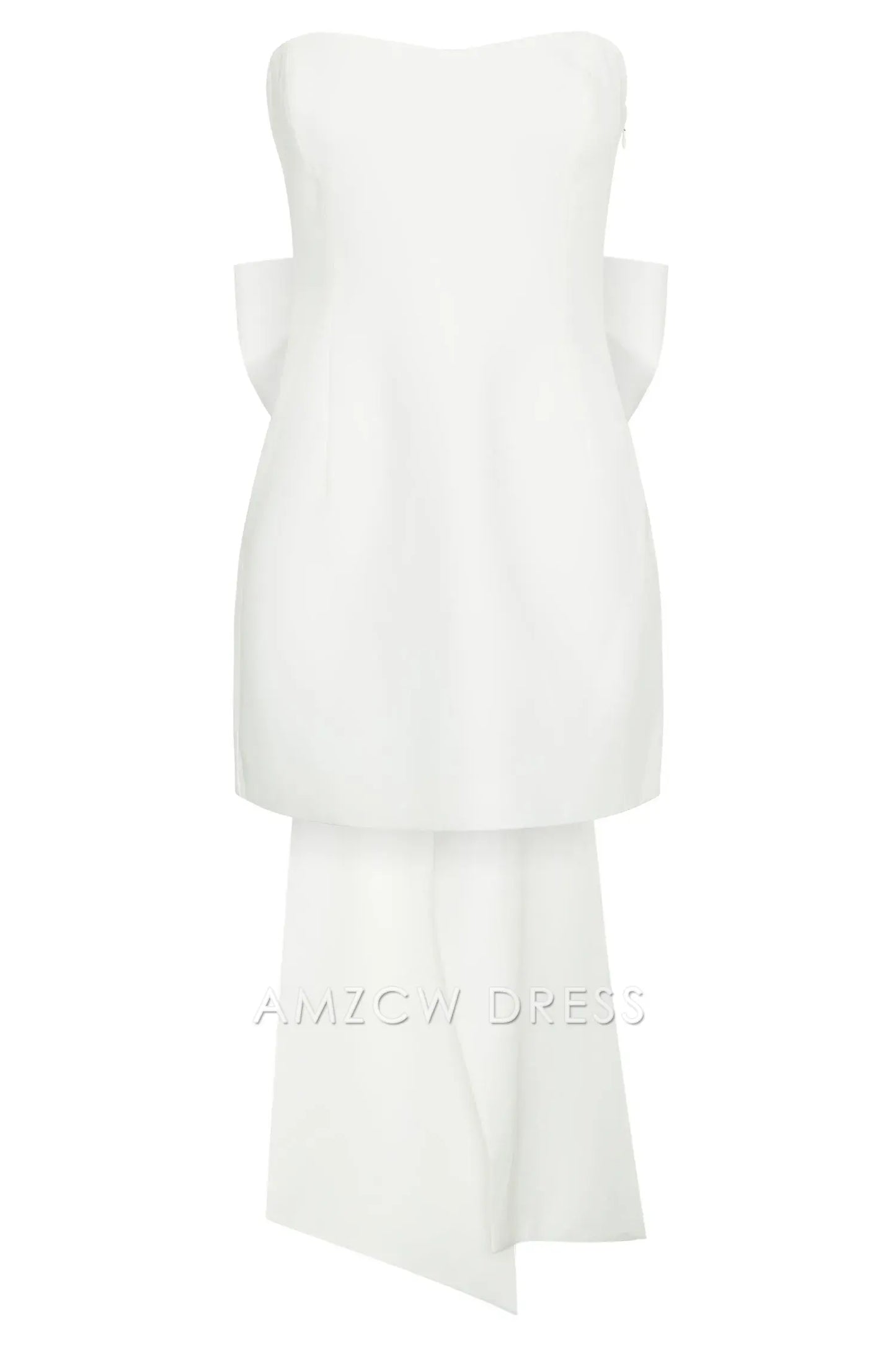 Amzcw Elegant Strapless White Dress with Train: Prom & Event Highlight Party wear