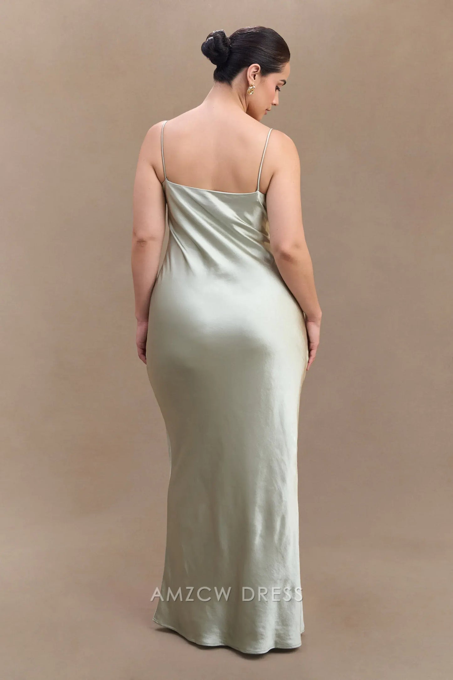 Amzcw Elegant prom Plus Size clothes Sweetheart Satin Maxi Dress - Sage Floor Length formal hot sale for women