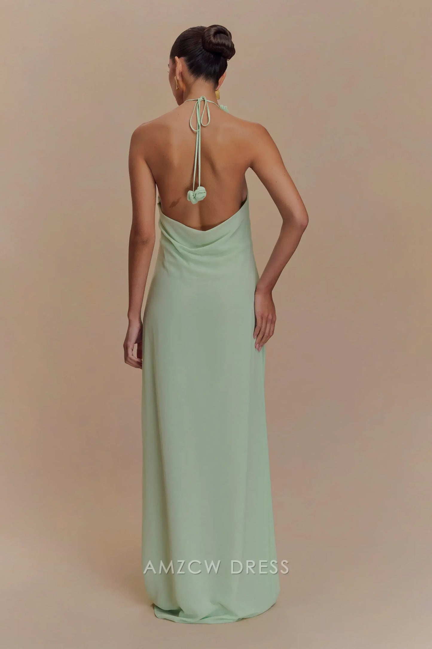 Amzcw Elegant prom clothes Cowl Neck Maxi Dress - Sage Floor Length formal hot sale for women