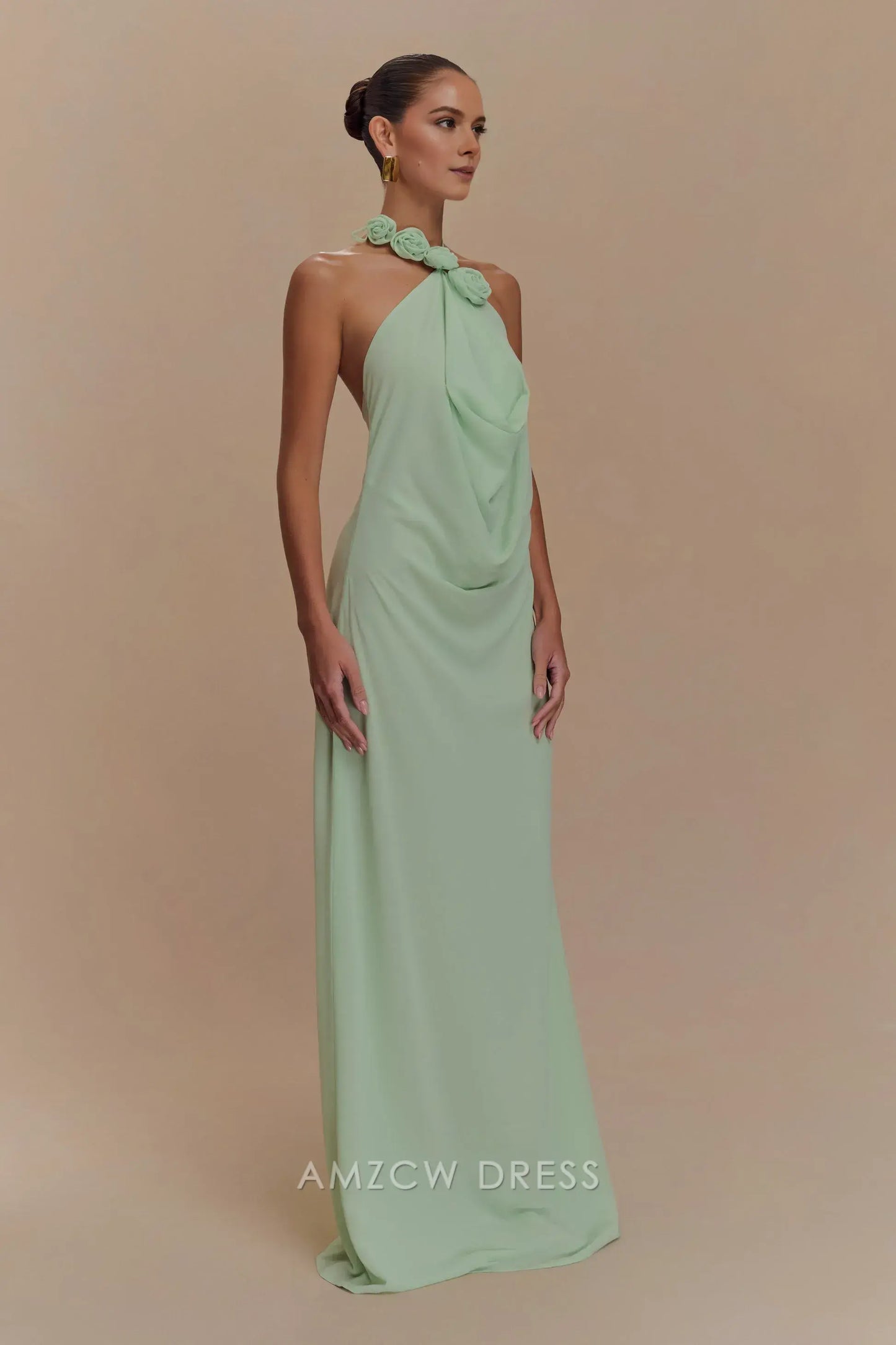 Amzcw Elegant prom clothes Cowl Neck Maxi Dress - Sage Floor Length formal hot sale for women